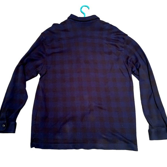 Vintage classic heavy 100% cotton Eddie Bauer button up blue plaid sweat… - Picture 2 of 4